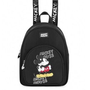 NWT Small Black Mickey Mouse Backpack Full Zip Adjustable Straps